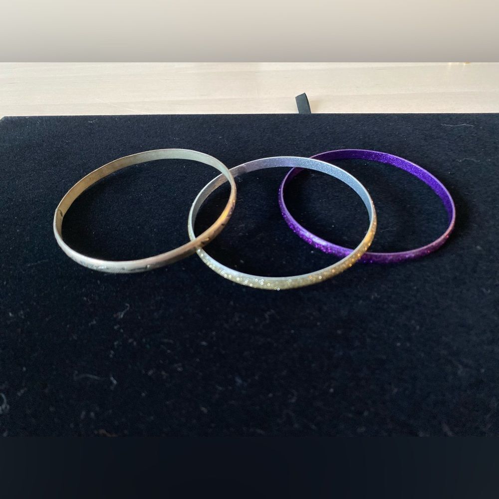 Y2K Purple, Silver & Metal Bangles